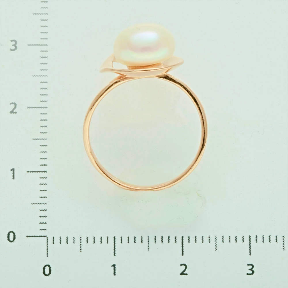 Кольцо с жемчугом из красного золота 585 пробы 3