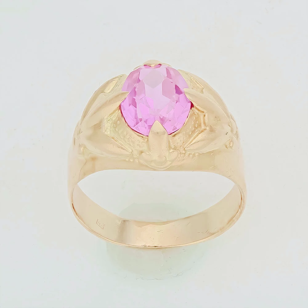 Кольцо с фианитом из красного золота 583 пробы 1