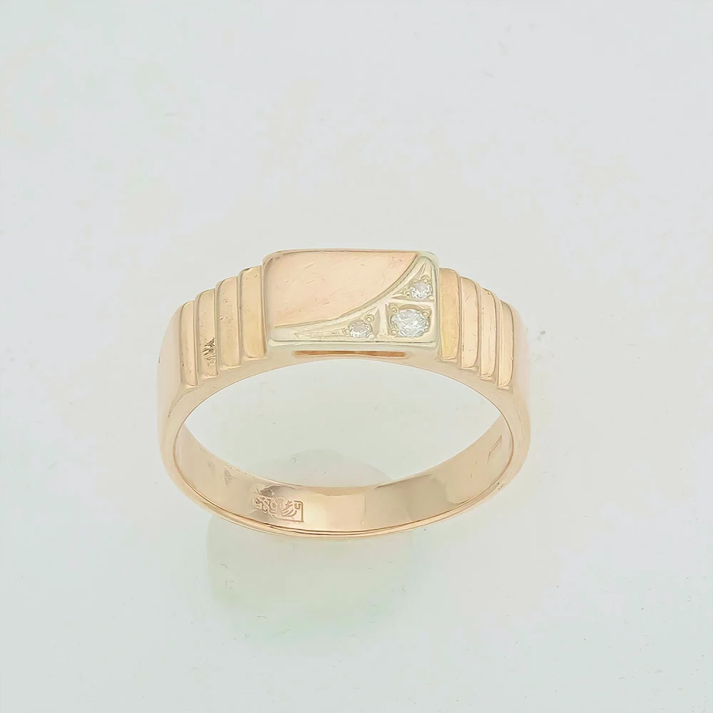 Кольцо с фианитом из красного золота 585 пробы 1