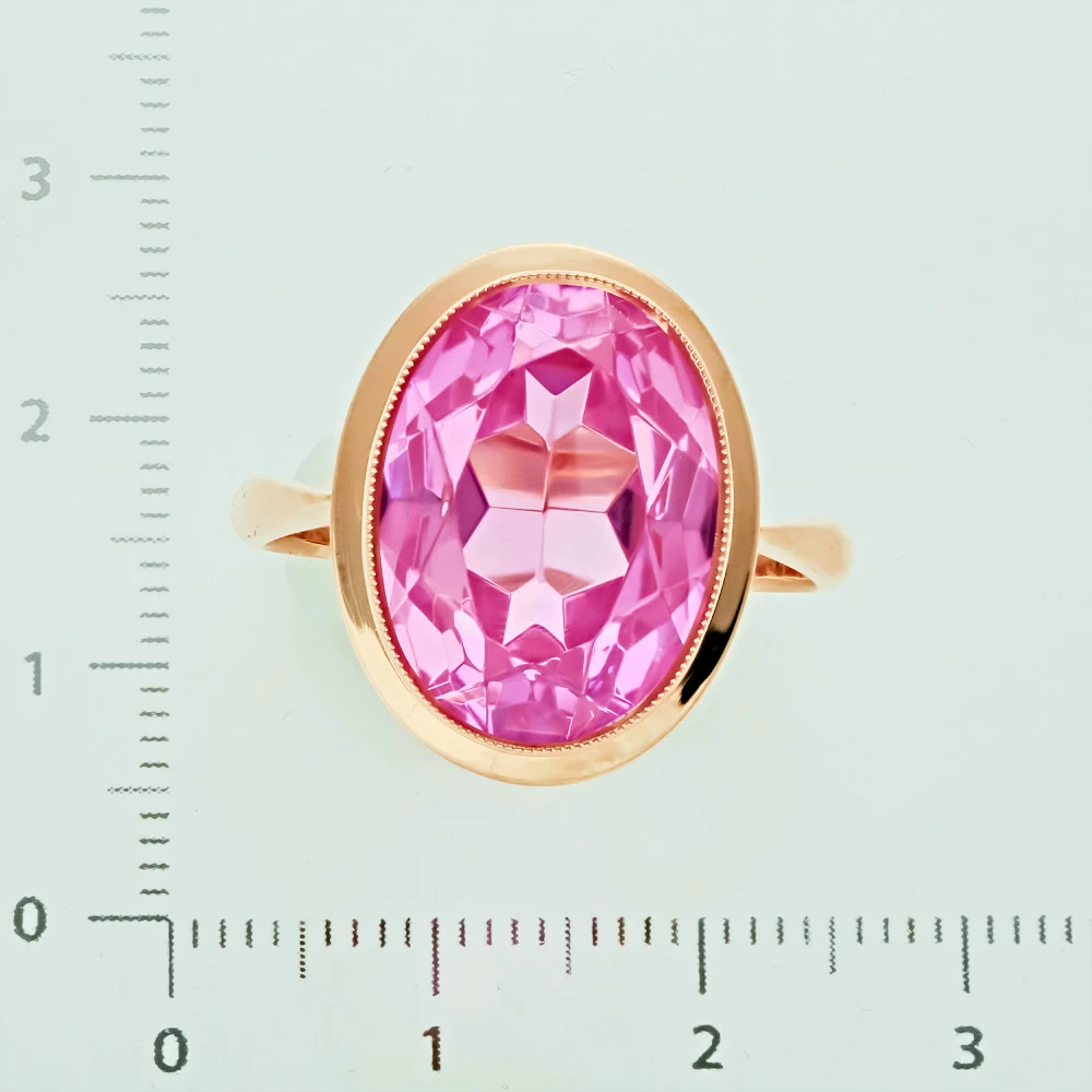 Кольцо с фианитом из красного золота 583 пробы 2