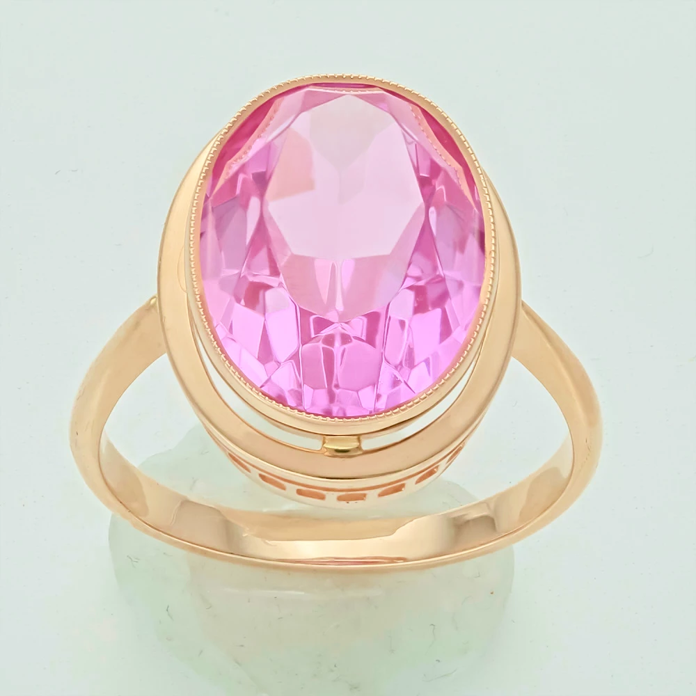 Кольцо с фианитом из красного золота 583 пробы 1