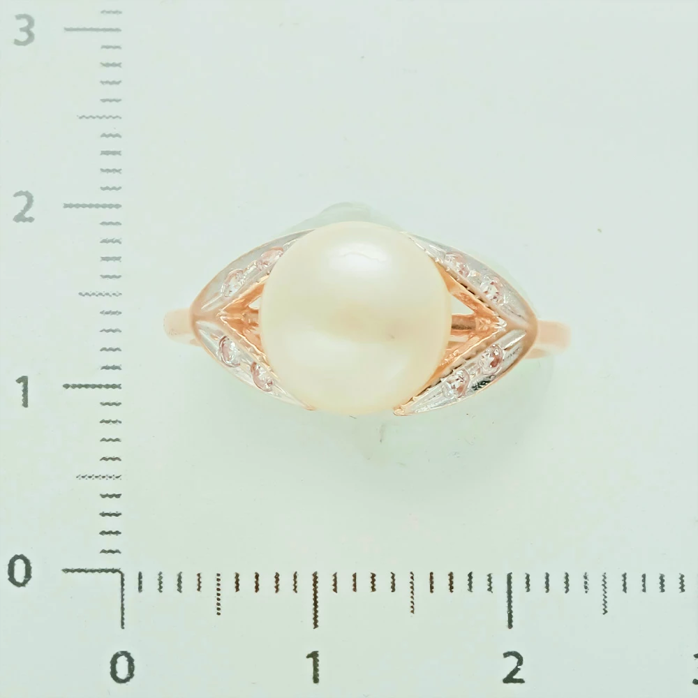 Кольцо с жемчугом из красного золота 585 пробы 2