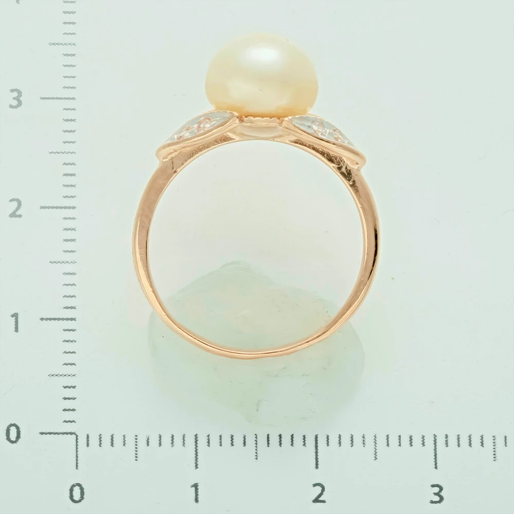 Кольцо с жемчугом из красного золота 585 пробы 3