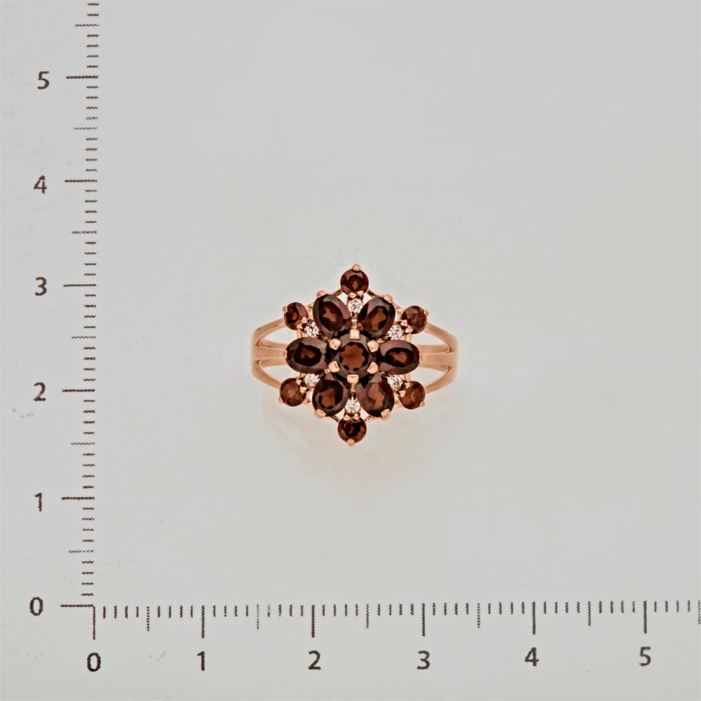 Кольцо с фианитом из красного золота 585 пробы 2
