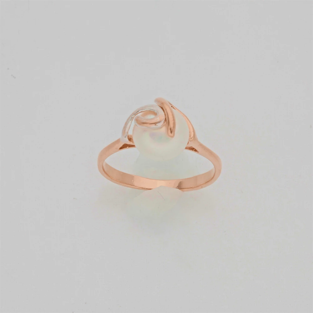 Кольцо с жемчугом из красного золота 585 пробы 1