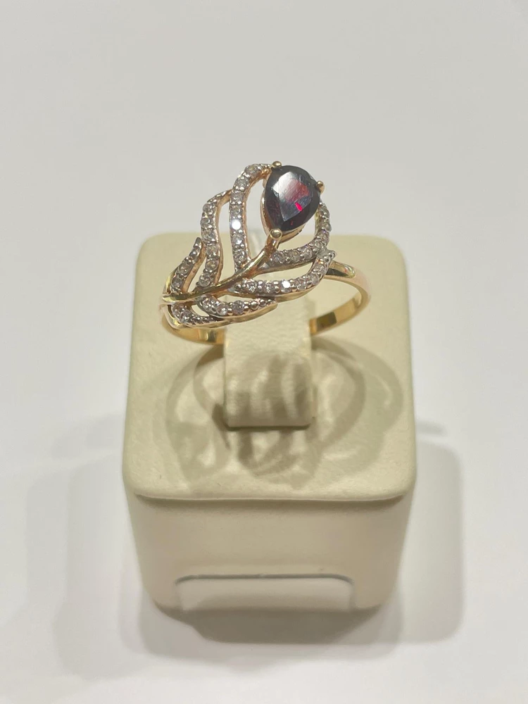 Кольцо с фианитом из красного золота 585 пробы 1