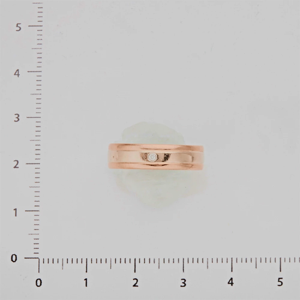 Кольцо обручальное с бриллиантом из красного золота 585 пробы 2