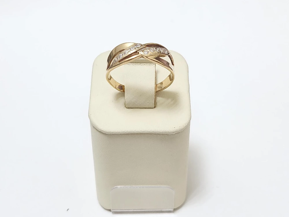 Кольцо с фианитом из красного золота 585 пробы 1