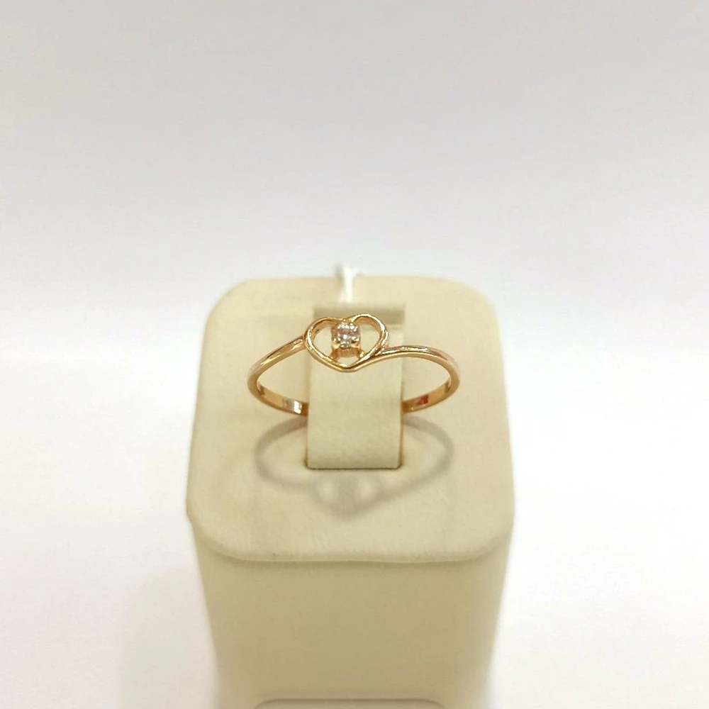 Кольцо с фианитом из красного золота 585 пробы