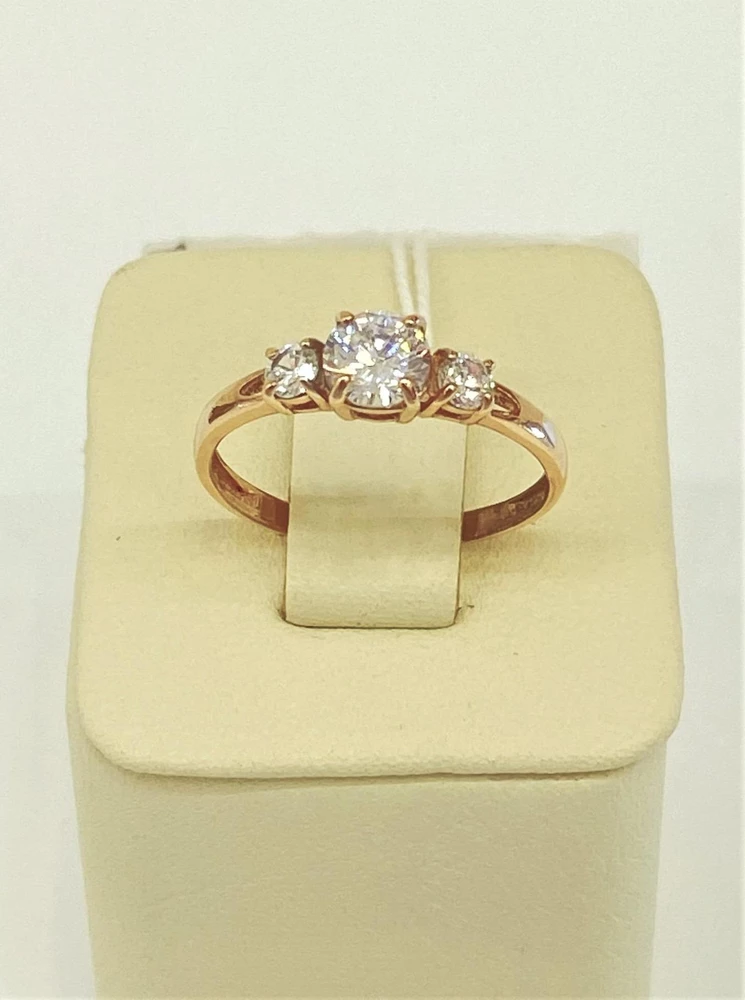 Кольцо с фианитом из красного золота 375 пробы