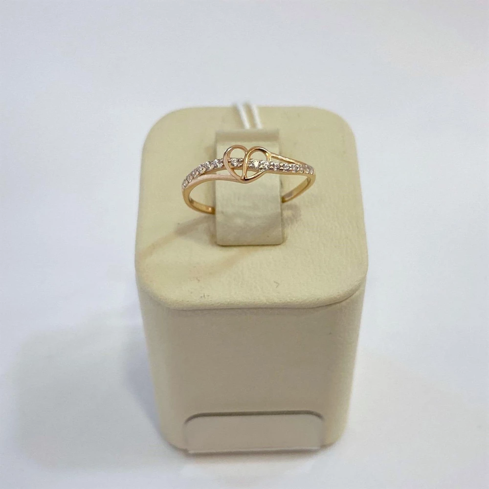 Кольцо с фианитом из красного золота 585 пробы