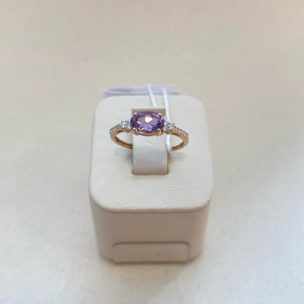 Кольцо с фианитом из красного золота 375 пробы