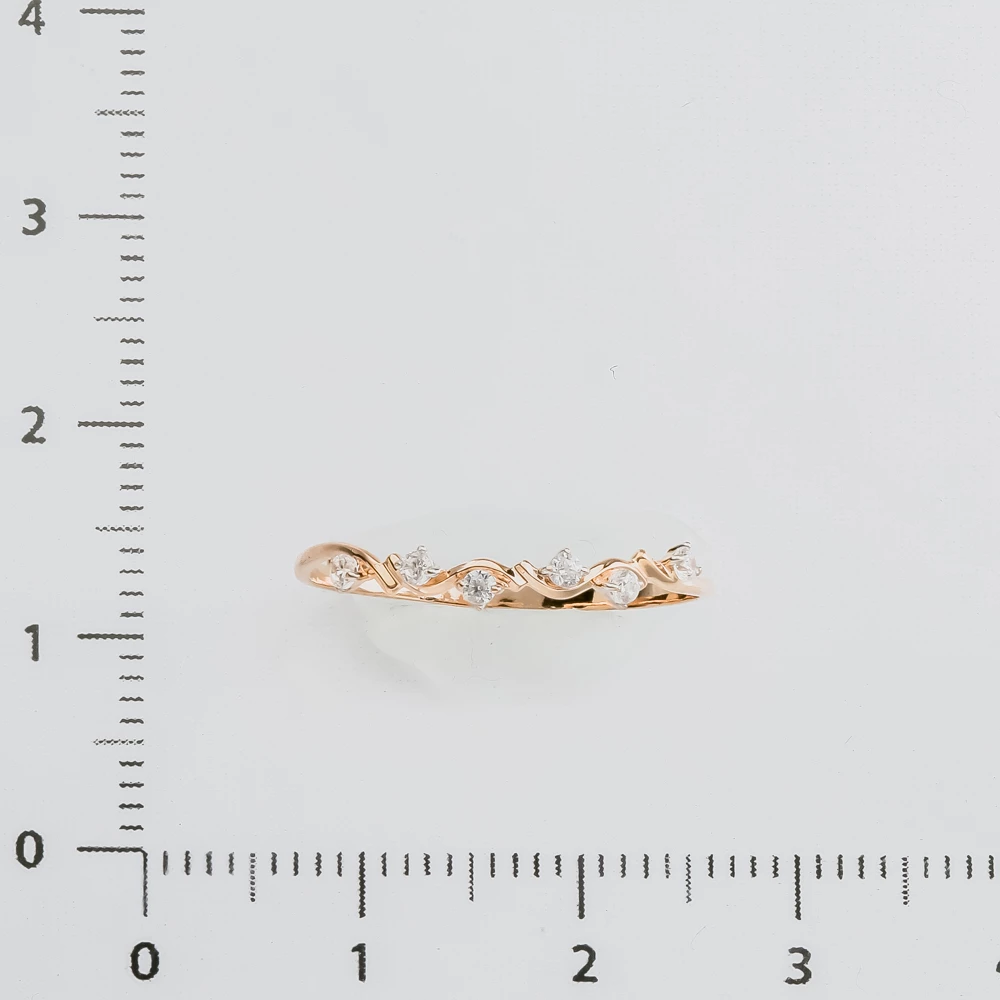 Кольцо с фианитом из красного золота 585 пробы