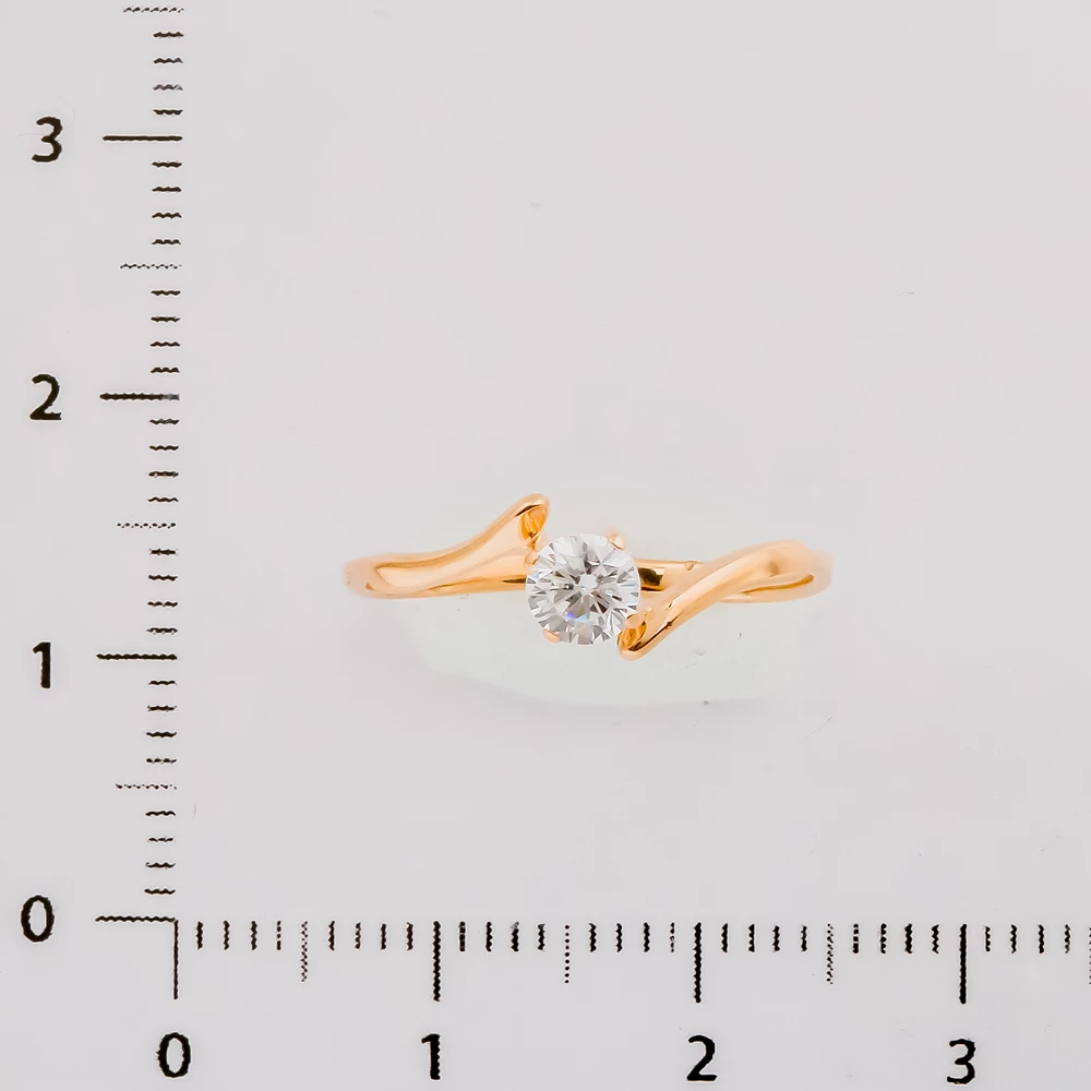 Кольцо с фианитом из красного золота 585 пробы