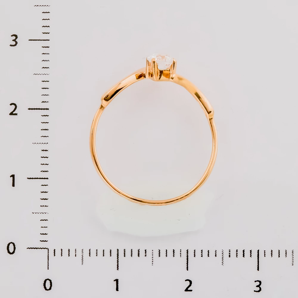 Кольцо с фианитом из красного золота 585 пробы