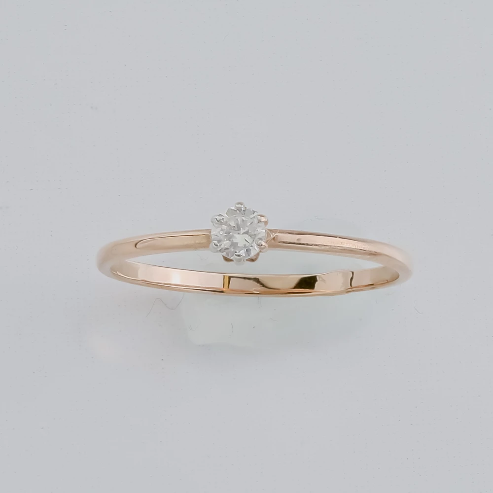 Кольцо с фианитом из красного золота 375 пробы