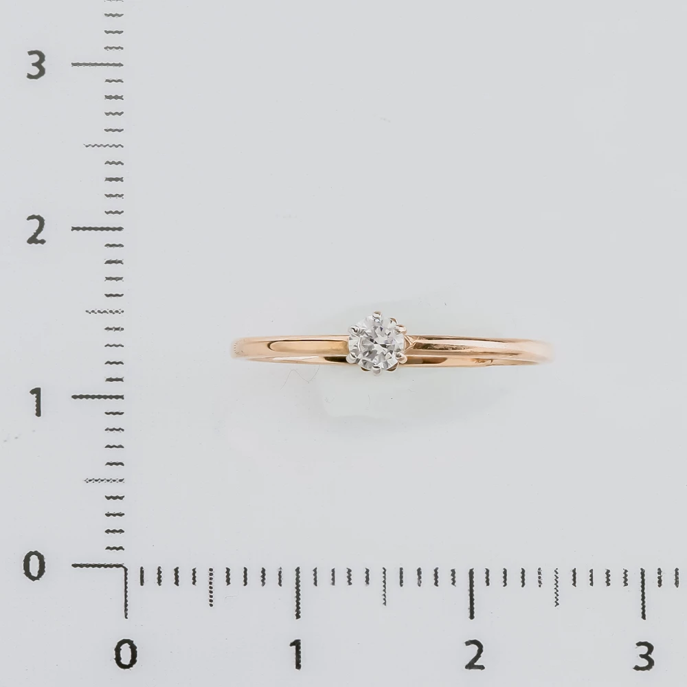 Кольцо с фианитом из красного золота 375 пробы