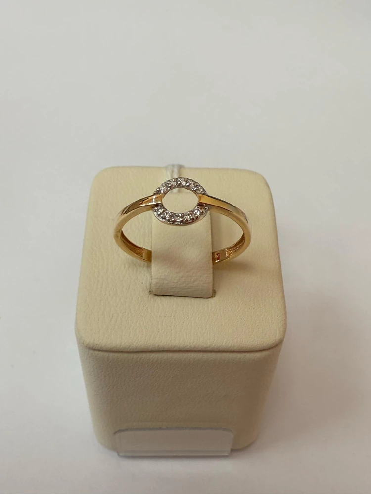 Кольцо с фианитом из красного золота 585 пробы