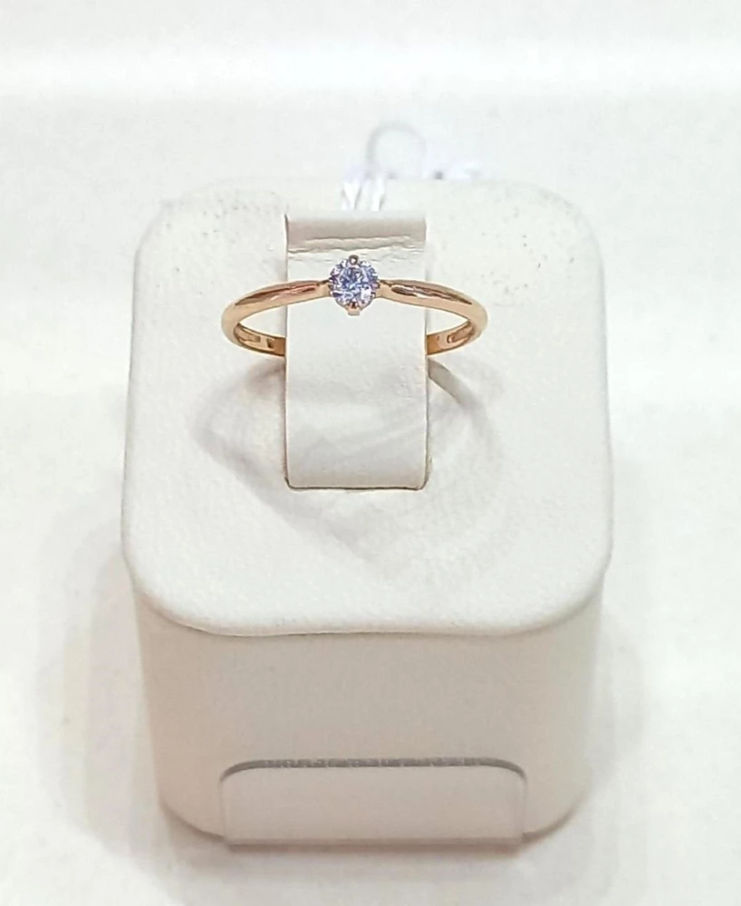 Кольцо с фианитом из красного золота 585 пробы