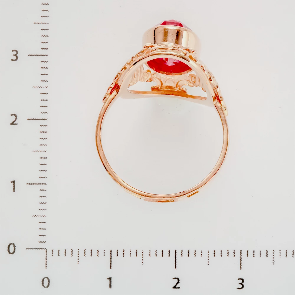 Кольцо с фианитом из красного золота 583 пробы