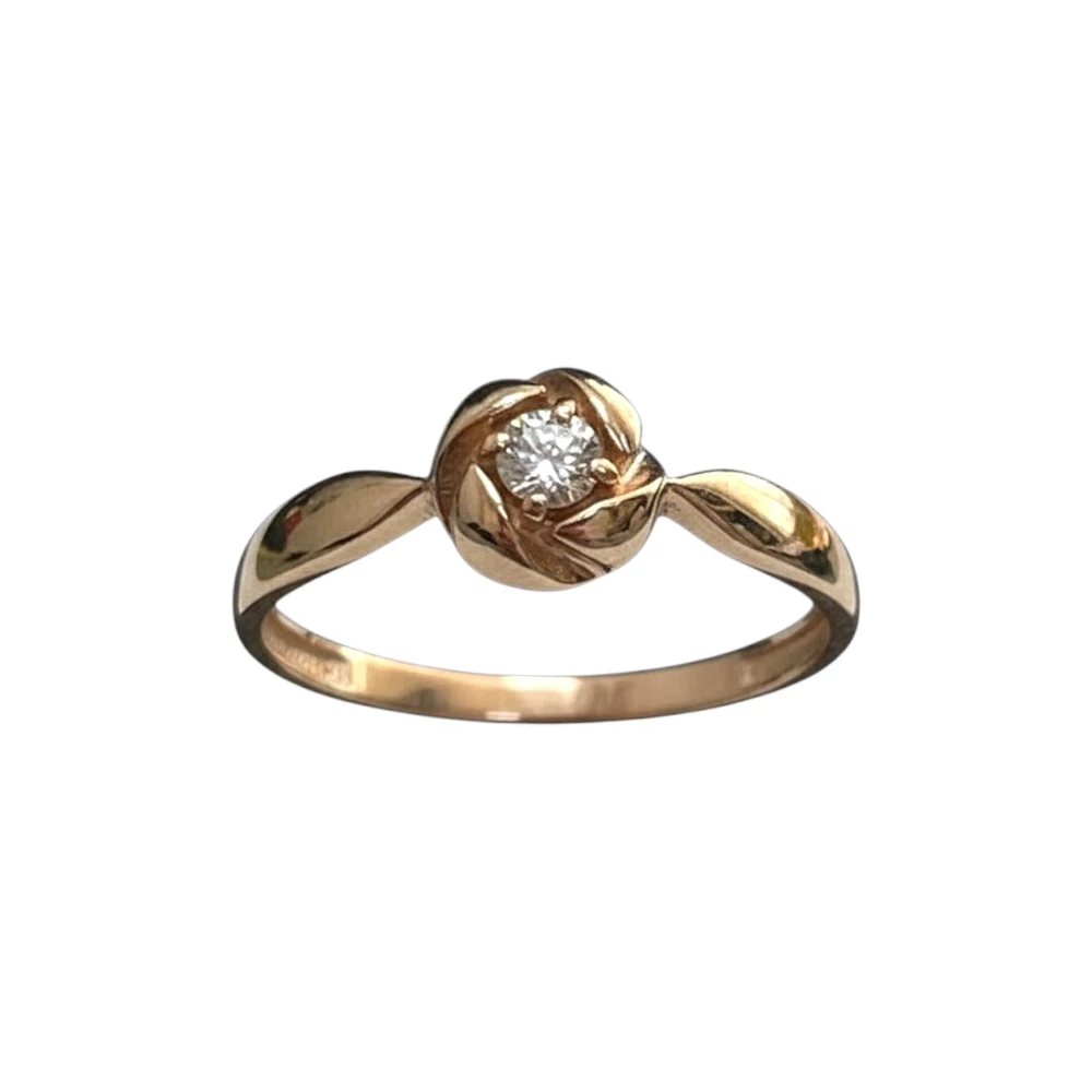 Кольцо с бриллиантом из красного золота 585 пробы