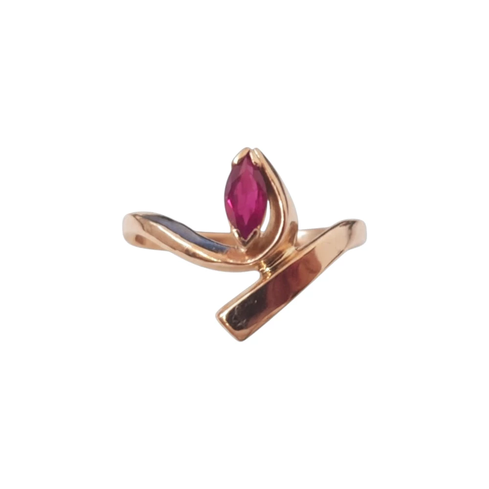 Кольцо с рубином из красного золота 585 пробы