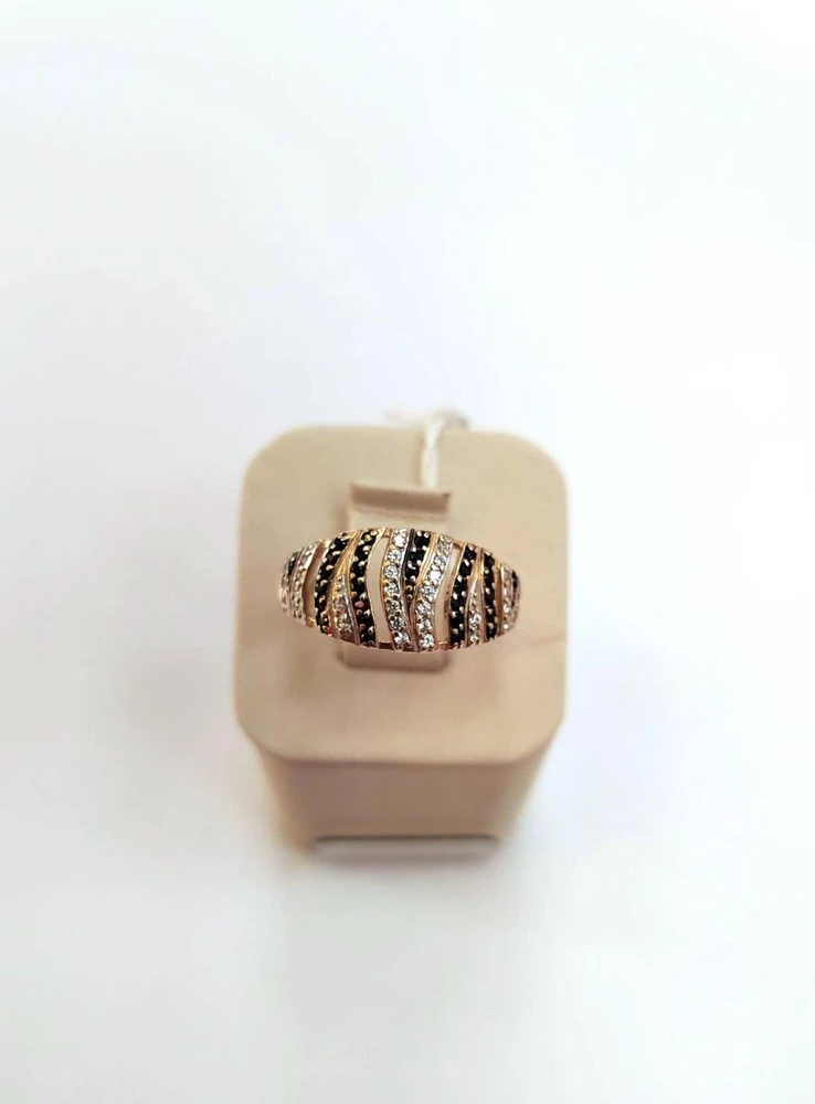 Кольцо с фианитом из красного золота 585 пробы