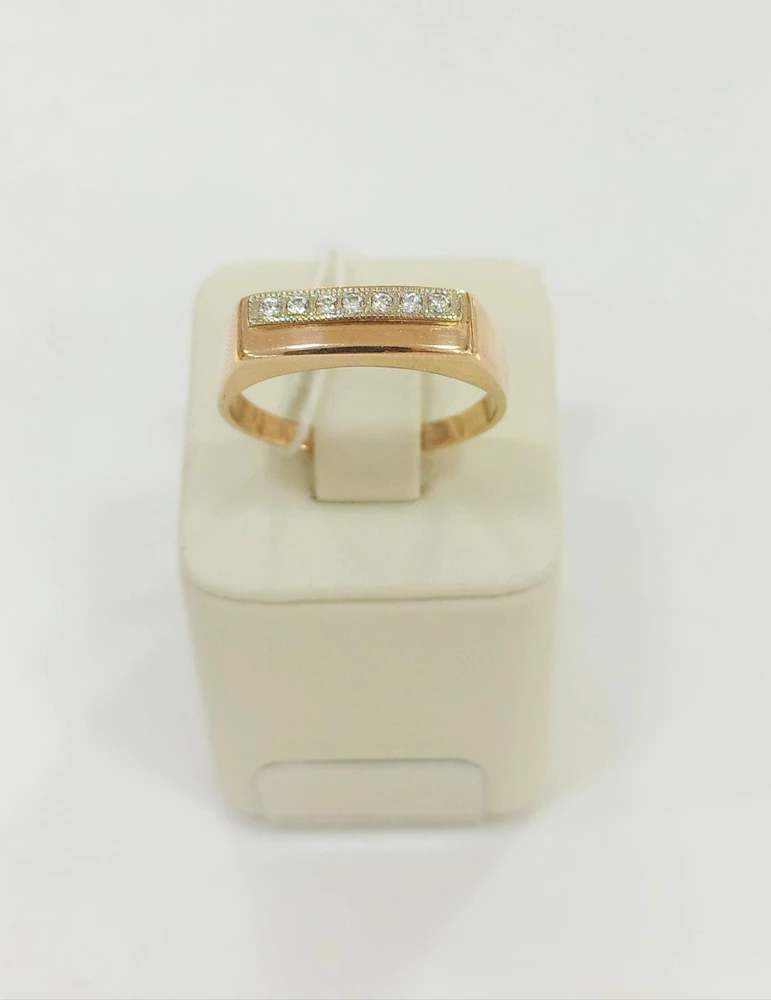 Кольцо с фианитом из красного золота 585 пробы