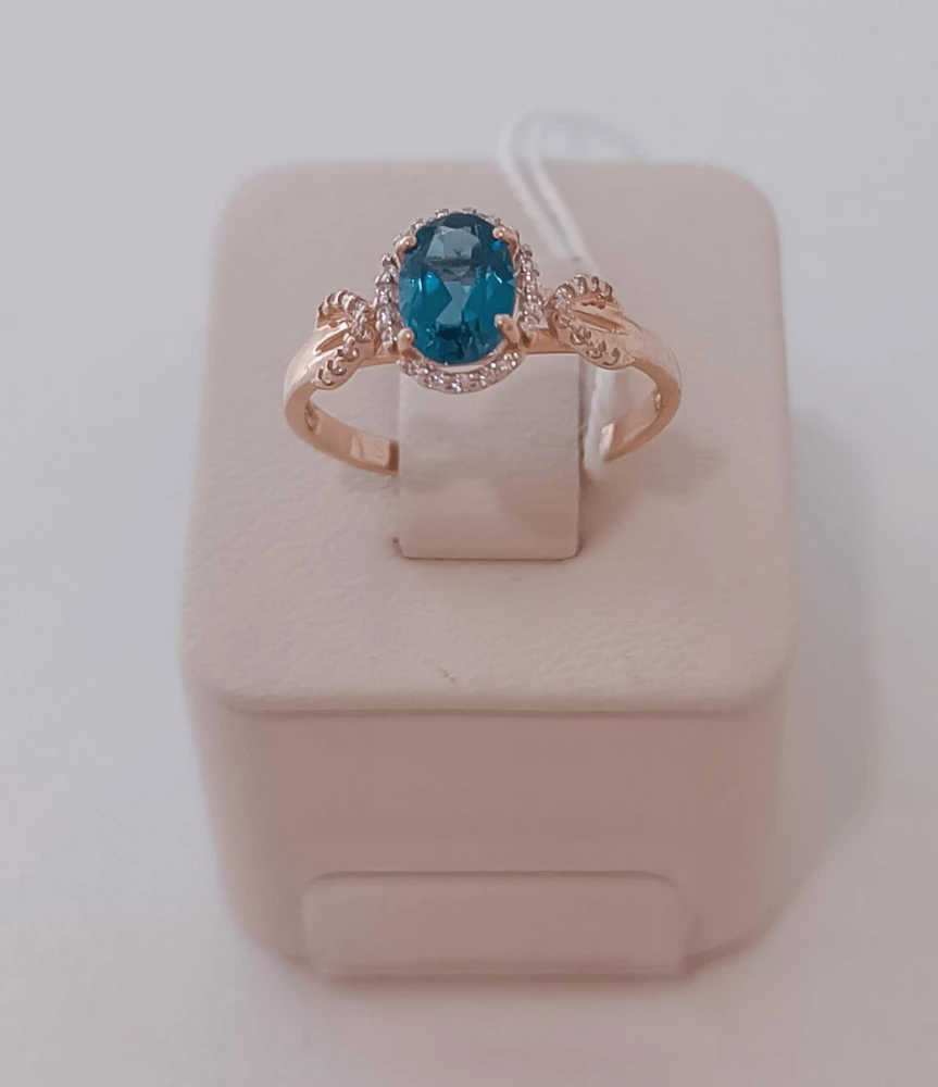 Кольцо с топазом лондон из красного золота 585 пробы Кольцо с топазом лондон из красного золота 585 пробы