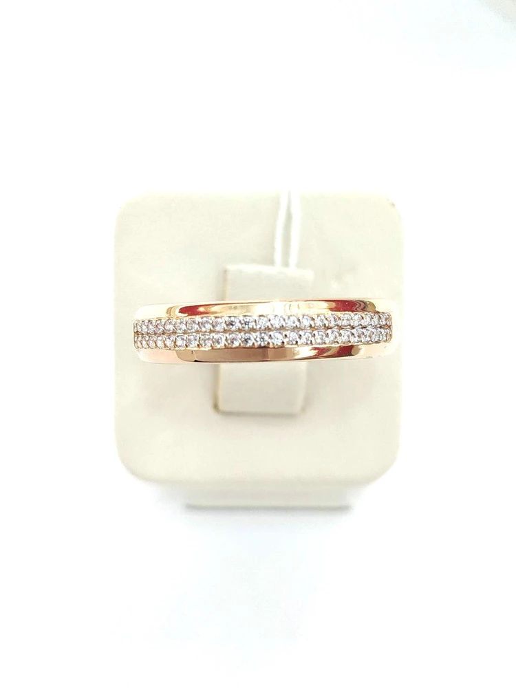 Кольцо с фианитом из красного золота 585 пробы