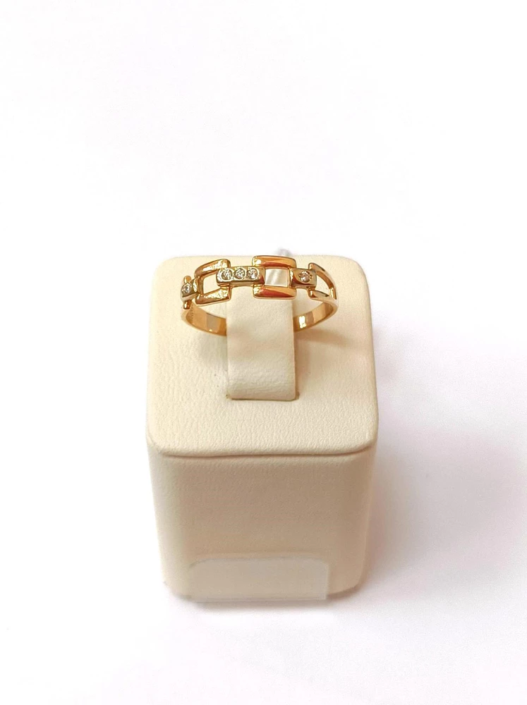 Кольцо с фианитом из красного золота 585 пробы