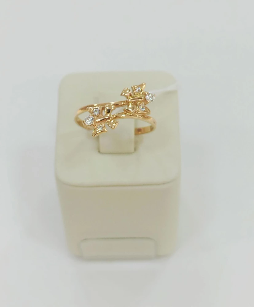 Кольцо с фианитом из красного золота 585 пробы Кольцо с фианитом из красного золота 585 пробы