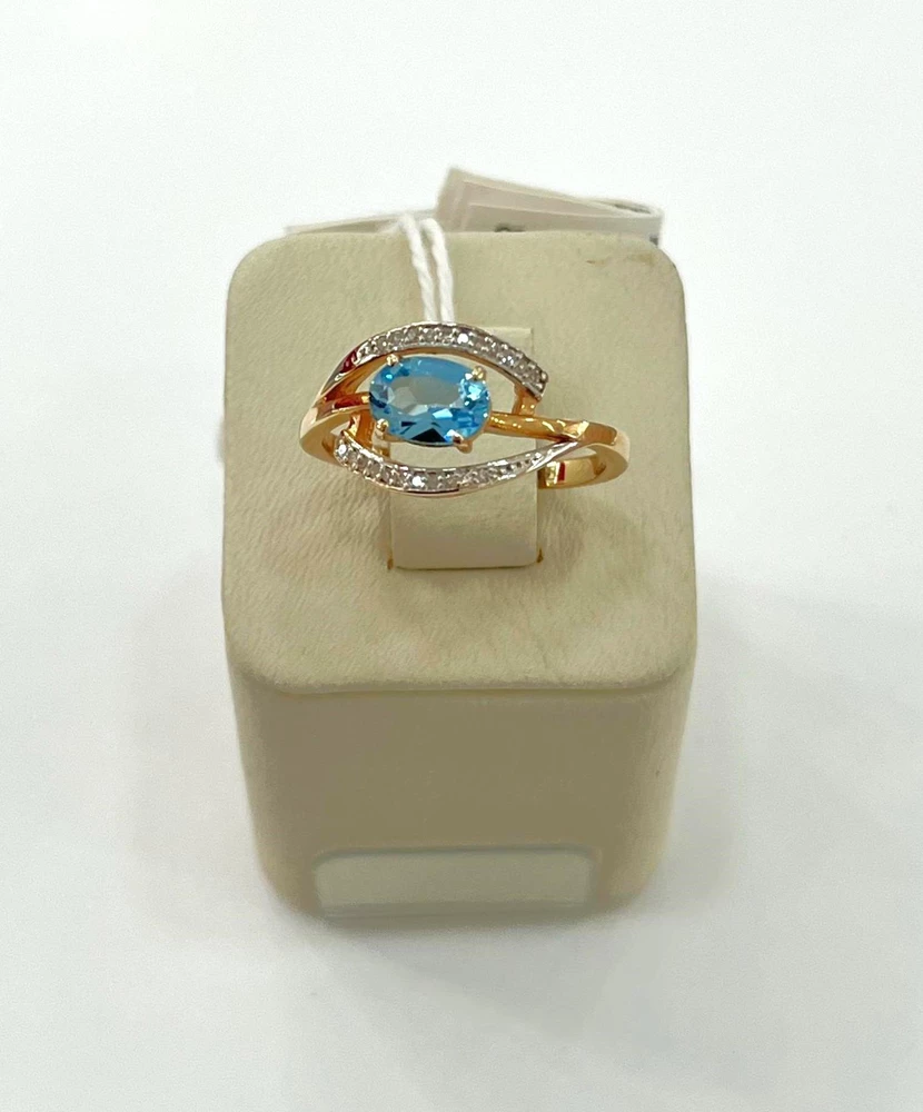 Кольцо с топазом из красного золота 585 пробы