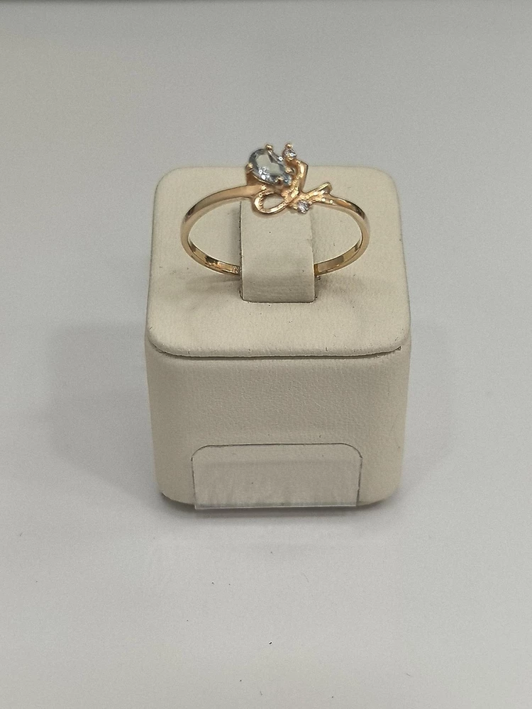 Кольцо с топазом из красного золота 585 пробы 1