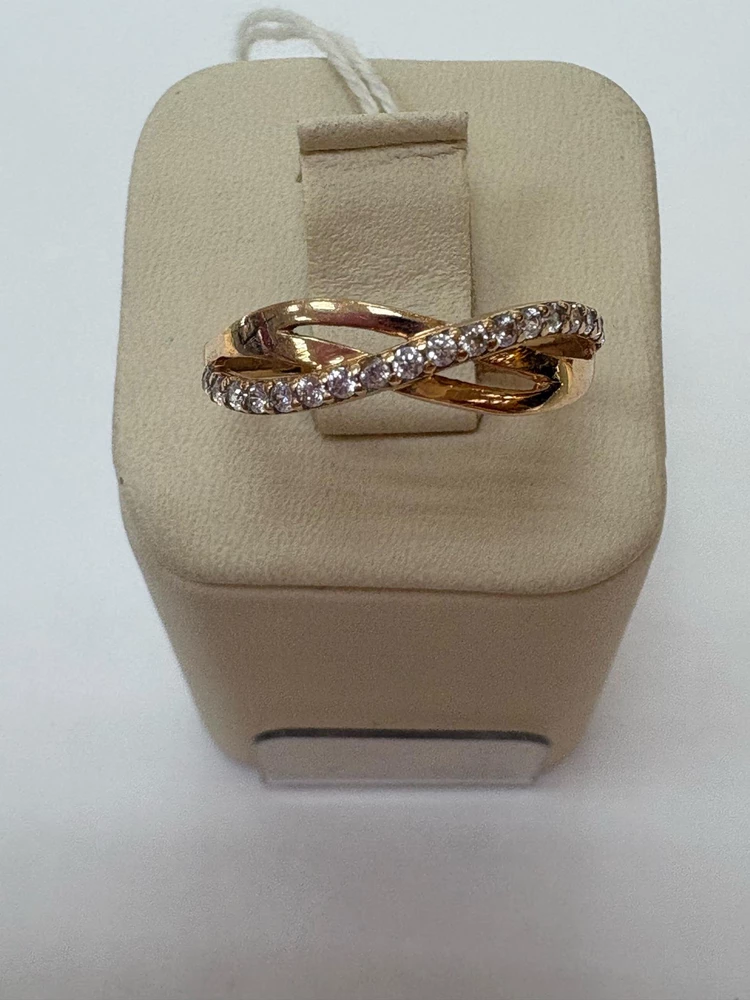 Кольцо с фианитом из красного золота 585 пробы