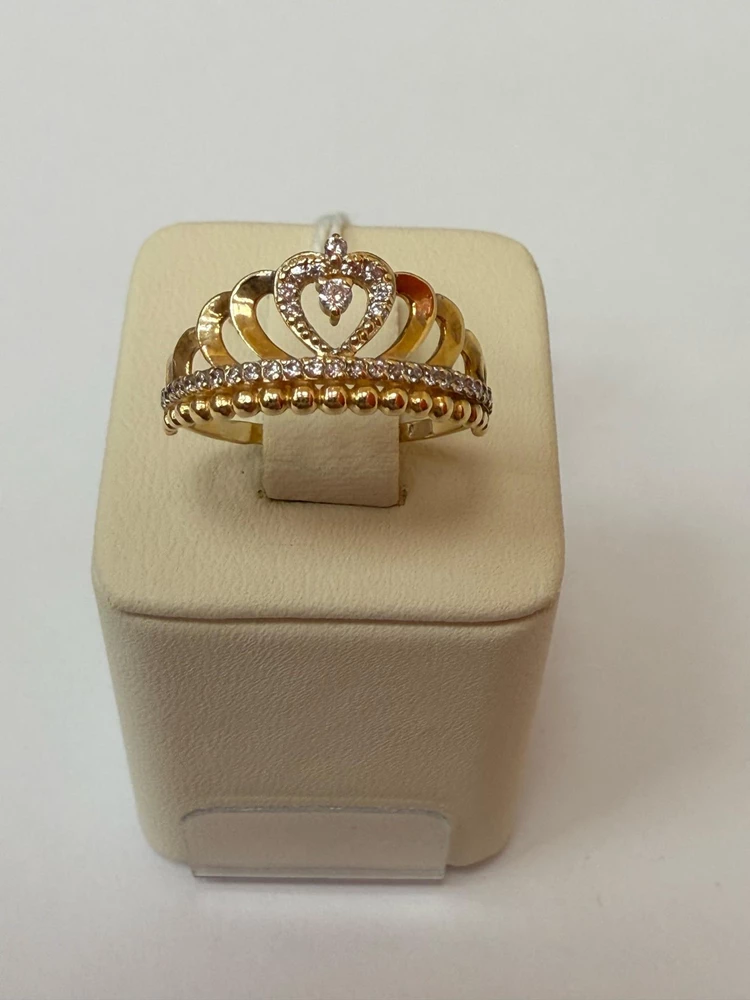 Кольцо с фианитом из красного золота 585 пробы