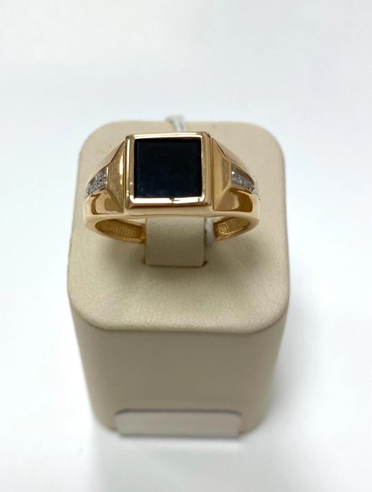 Кольцо с агатом из красного золота 585 пробы