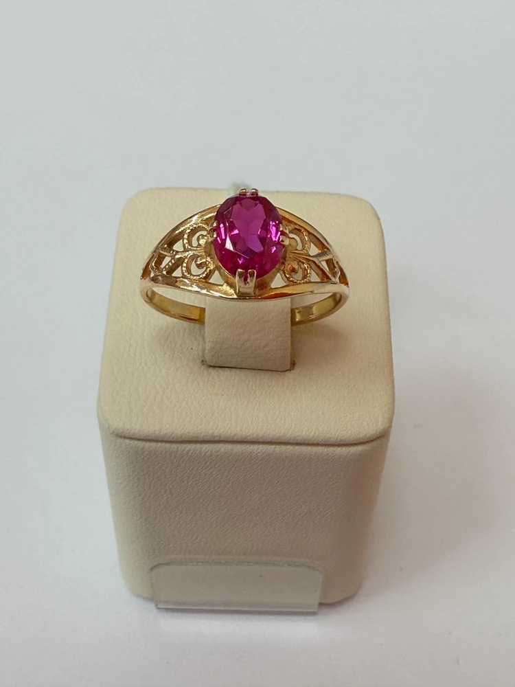 Кольцо с фианитом из красного золота 583 пробы