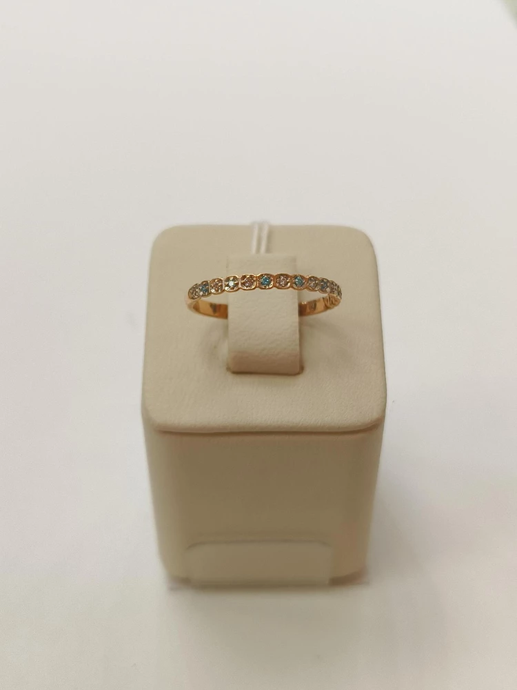 Кольцо с фианитом из красного золота 585 пробы