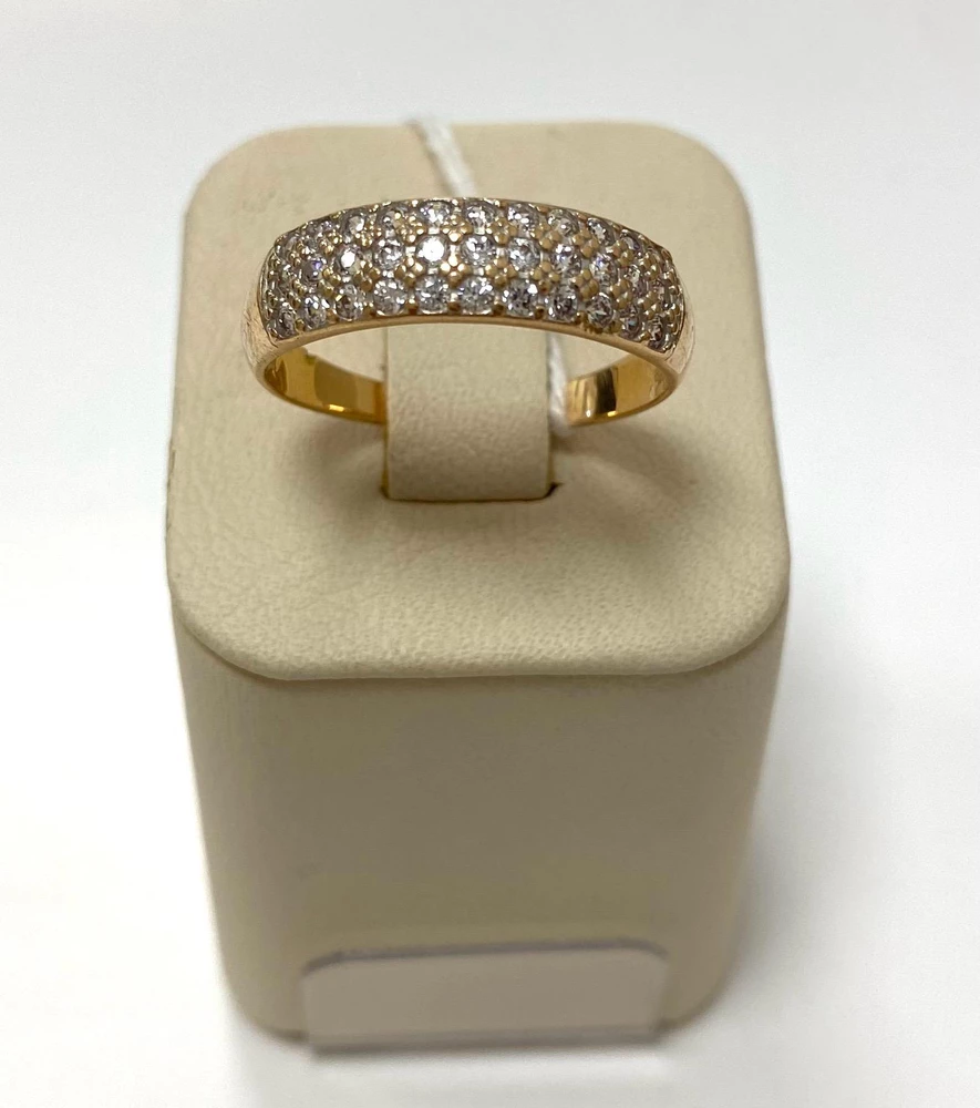 Кольцо с фианитом из красного золота 585 пробы