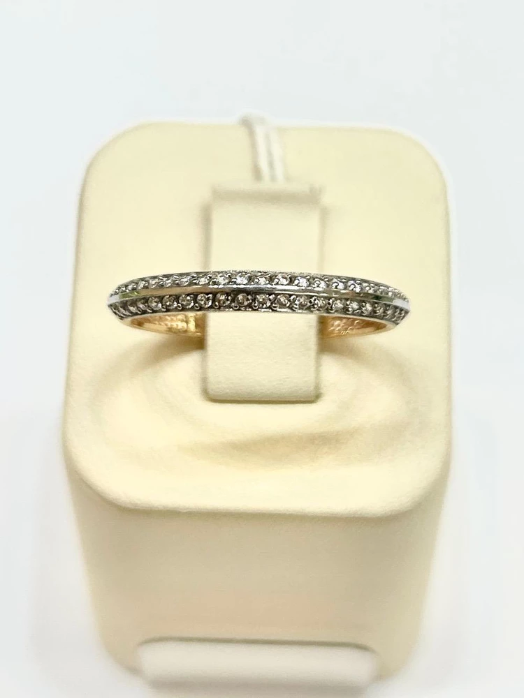 Кольцо с фианитом из красного золота 585 пробы