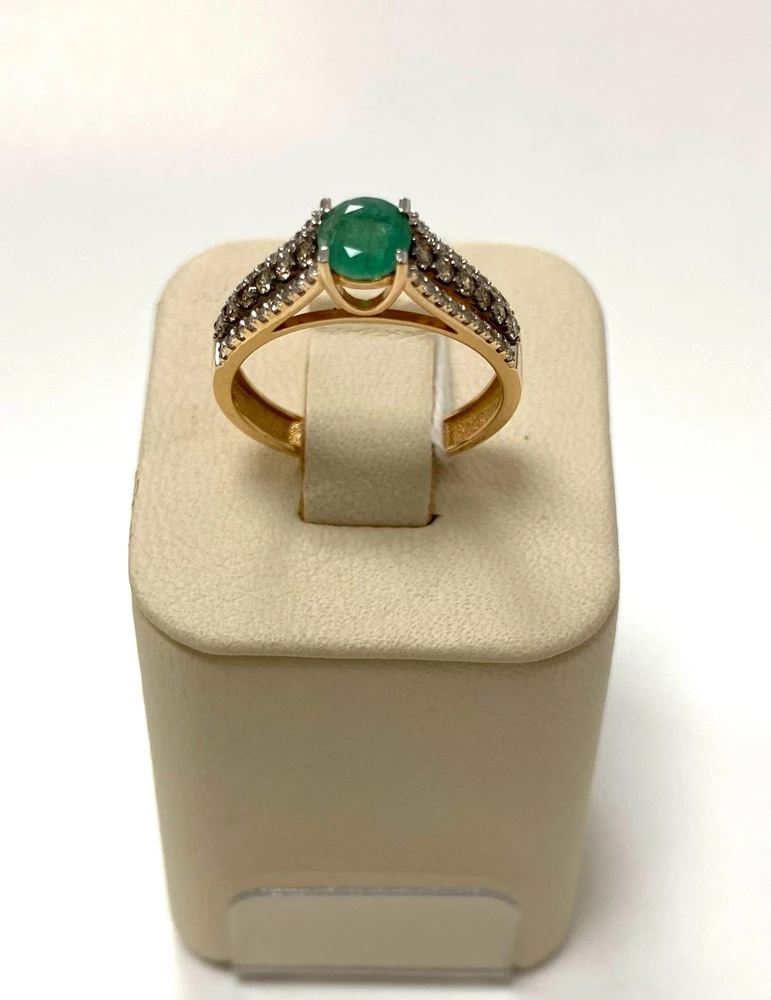 Кольцо с изумрудом из красного золота 585 пробы