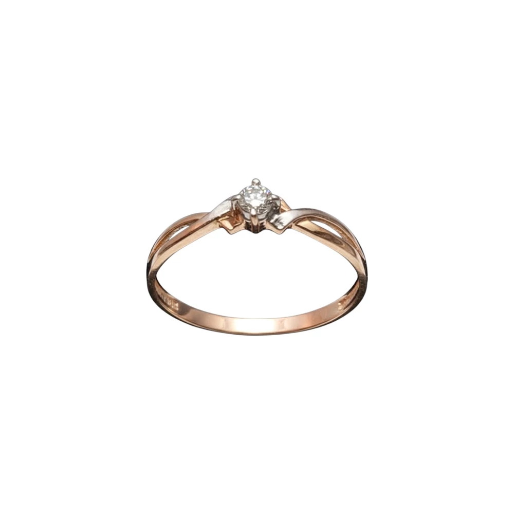 Кольцо с бриллиантом из красного золота 585 пробы 1