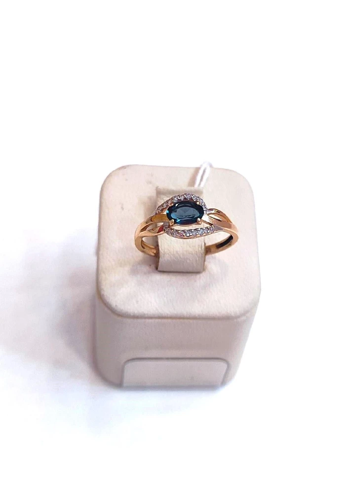 Кольцо с топазом лондон из красного золота 585 пробы