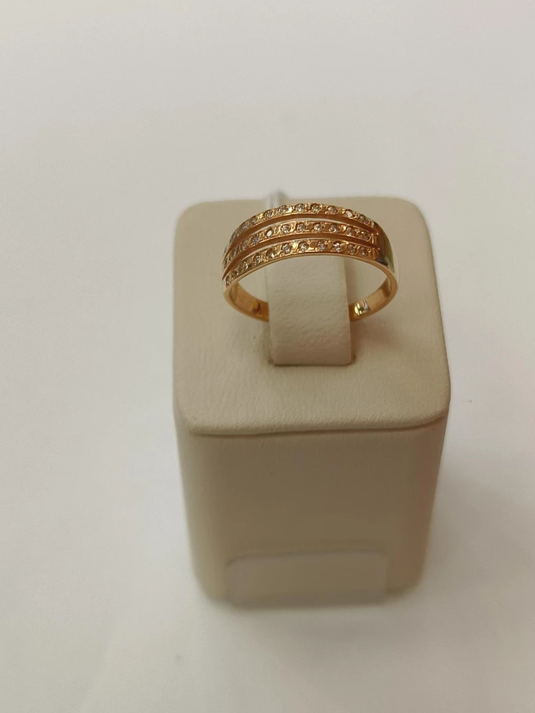 Кольцо с фианитом из красного золота 585 пробы 1