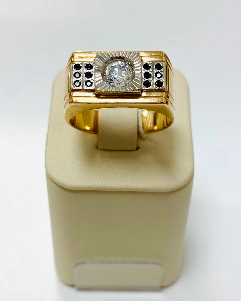 Кольцо с фианитом из красного золота 585 пробы 1