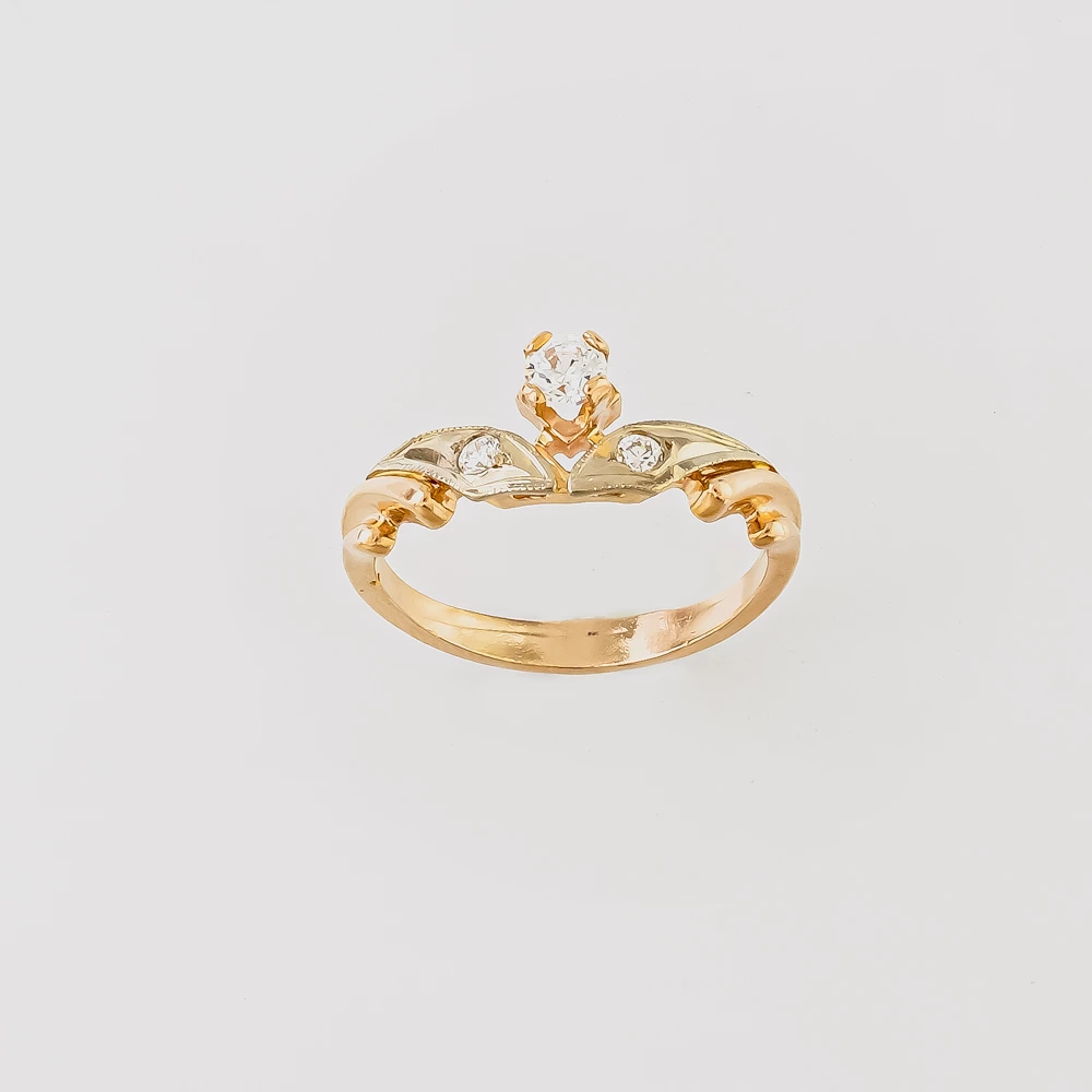 Кольцо с фианитом из красного золота 585 пробы Кольцо с фианитом из красного золота 585 пробы