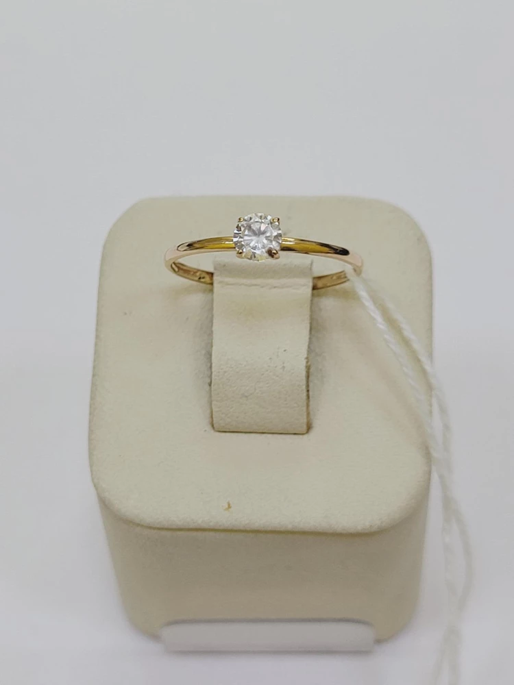 Кольцо с фианитом из красного золота 585 пробы