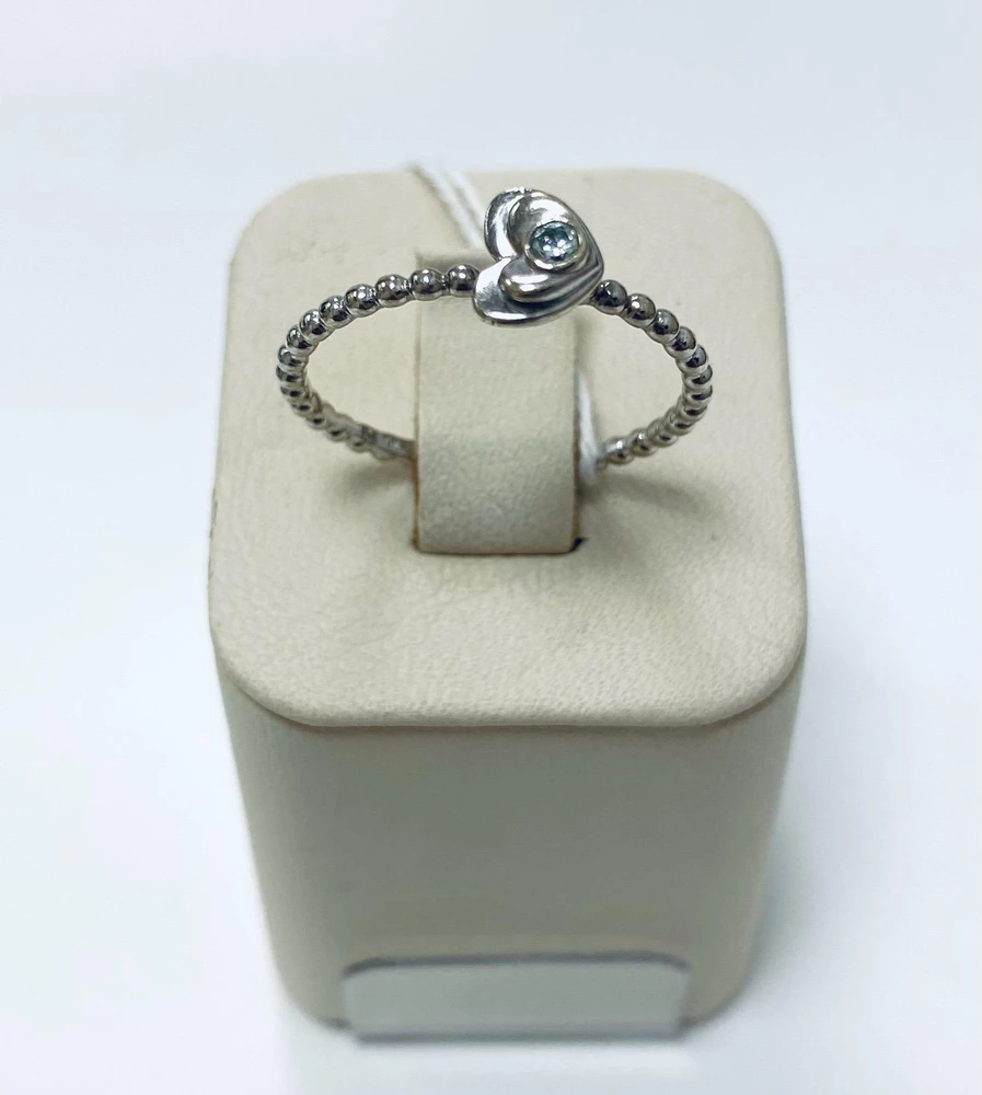 Кольцо с фианитом из белого золота 585 пробы