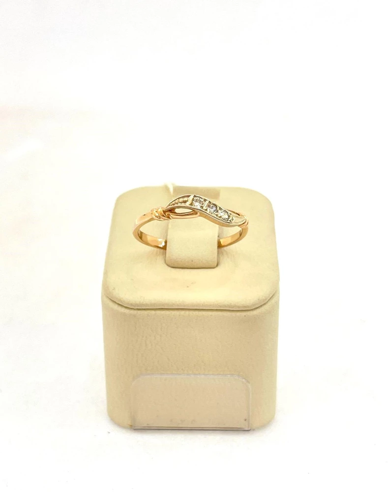 Кольцо с фианитом из красного золота 585 пробы 1